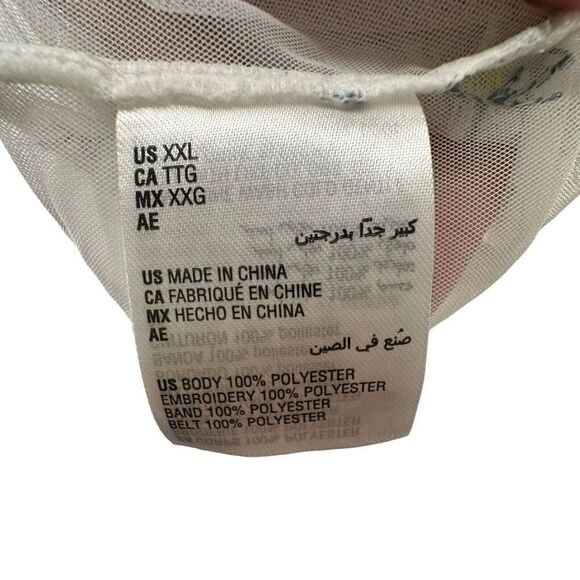 INC Intimates Robe Womens Size XXL White Sheer Floral Embroidered Satin Trim - Picture 9 of 9